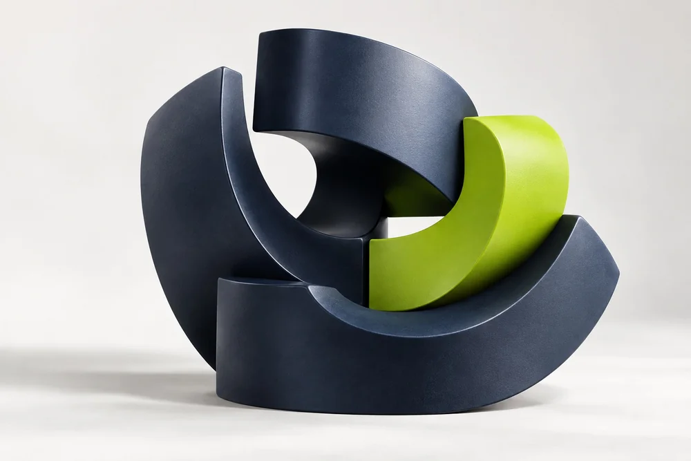 Elementi complementari blu e lime che compongono un unico sistema